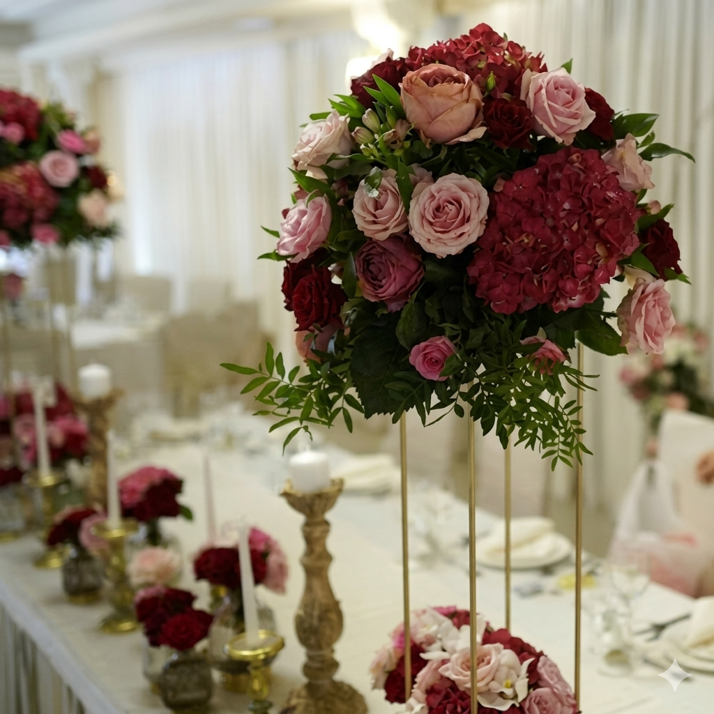 Regal Rose and Hydrangea Centerpiece